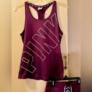 Pink Exercise Jogger Set, Wine Color. Top Sz: XS Bottom Sz: Small